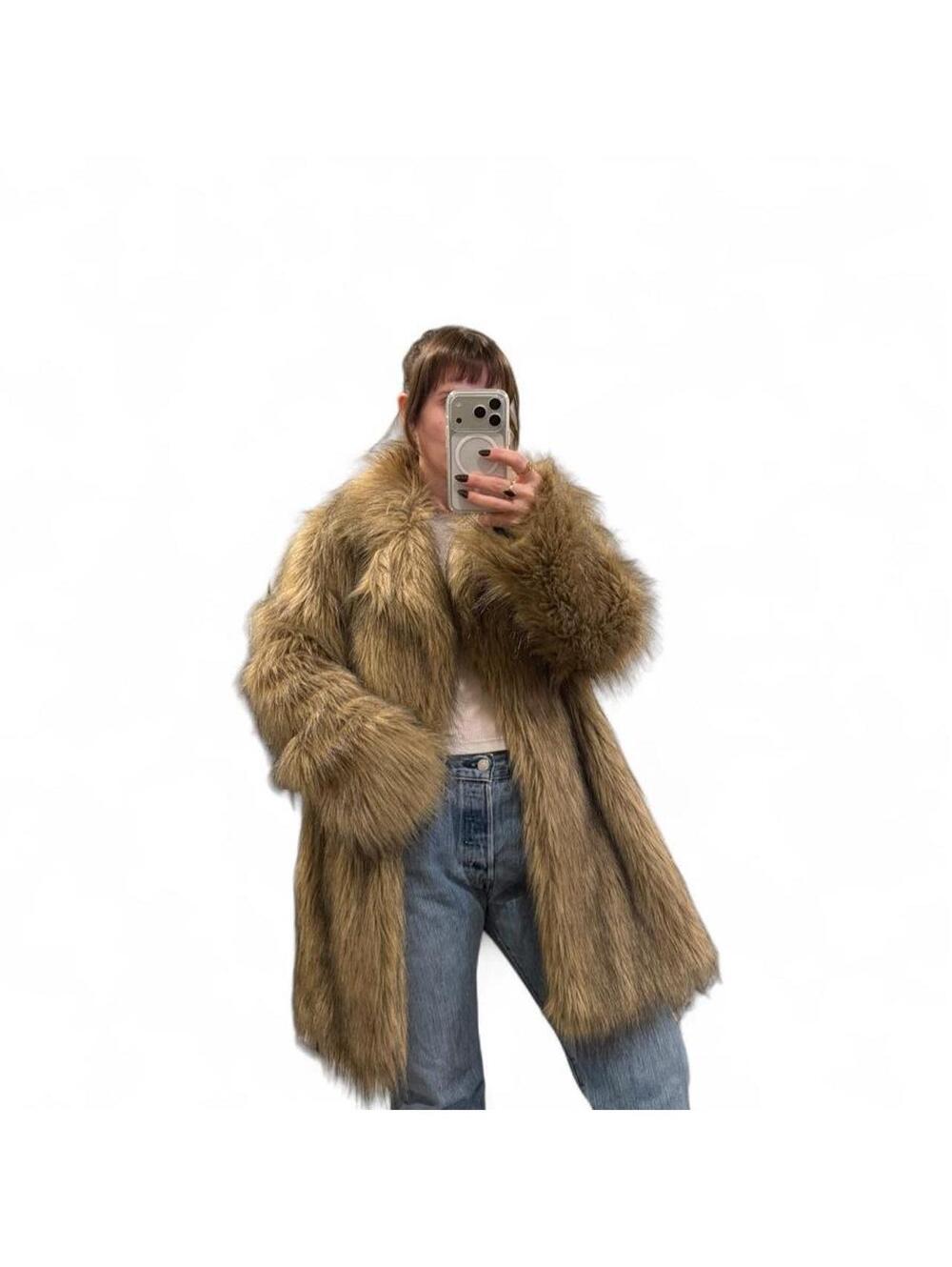 Oversized Shaggy Faux Fur Coat